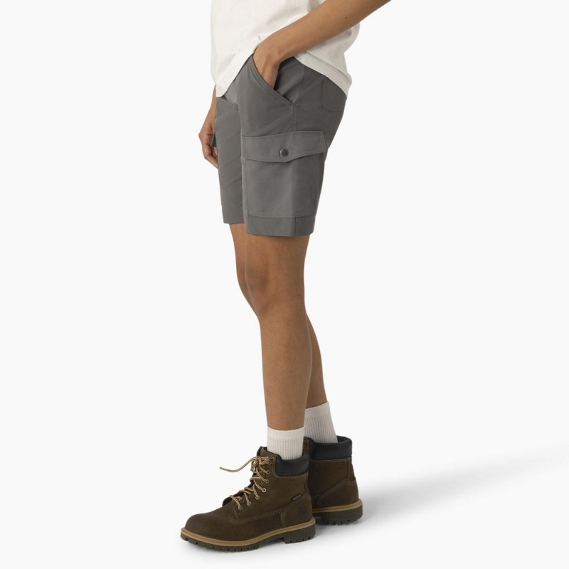 Grey Dickies Cooling Slim Fit Cargo Women's Shorts | 348-YOSVWA