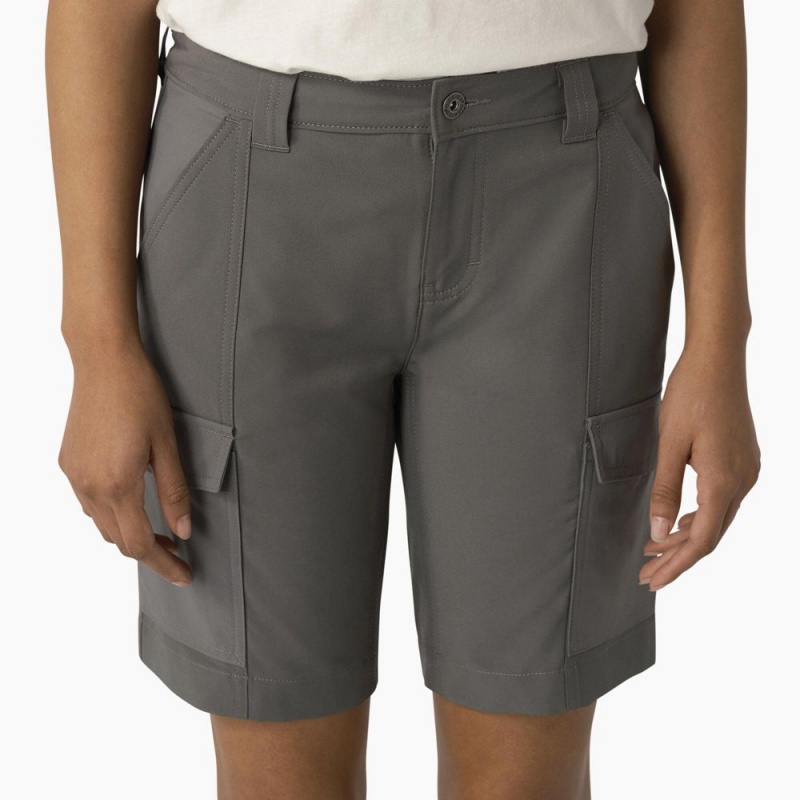 Grey Dickies Cooling Slim Fit Cargo Women's Shorts | 348-YOSVWA