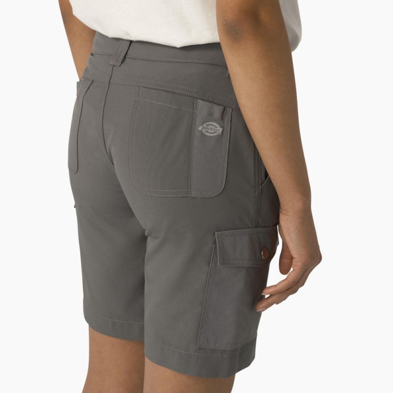 Grey Dickies Cooling Slim Fit Cargo Women's Shorts | 348-YOSVWA