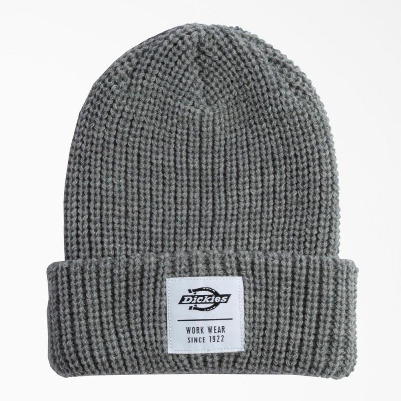 Grey Dickies Cuffed Fisherman Men\'s Beanie | 729-BSUNRY