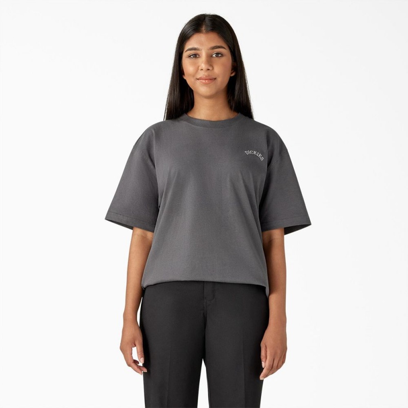 Grey Dickies Eagle Barrel Heavyweight Women's T-Shirt | 139-PWHZFI