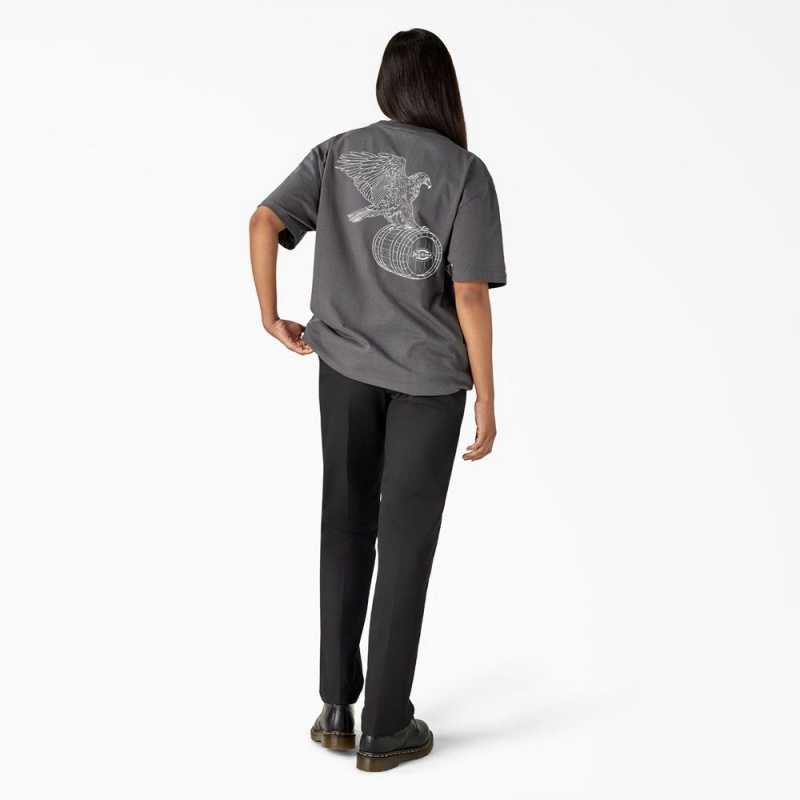 Grey Dickies Eagle Barrel Heavyweight Women's T-Shirt | 139-PWHZFI