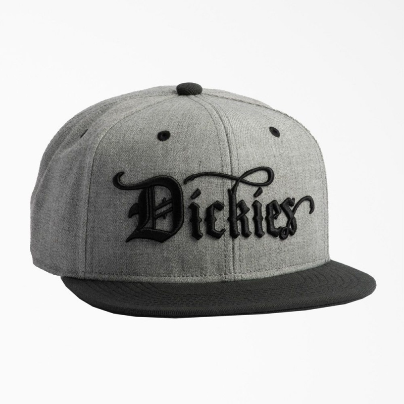 Grey Dickies Embroidered Flat Brim Men\'s Hat | 865-YZEQLO