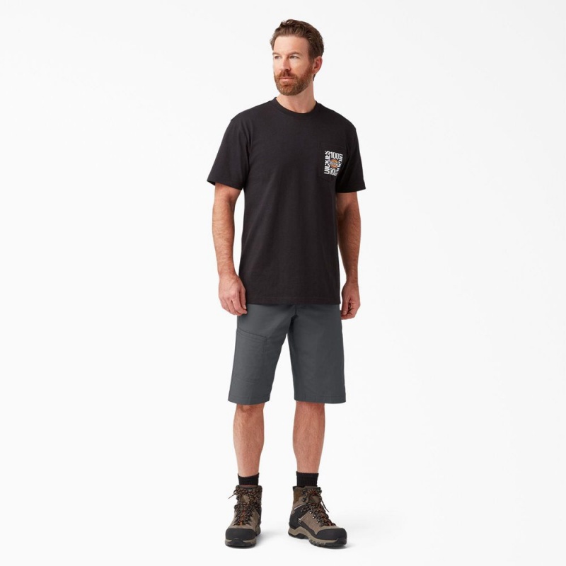 Grey Dickies FLEX Cooling Regular Fit Utility Men's Shorts | 692-BRLPHF