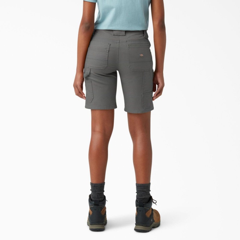 Grey Dickies FLEX DuraTech Straight Fit Women's Shorts | 961-AMWKSP