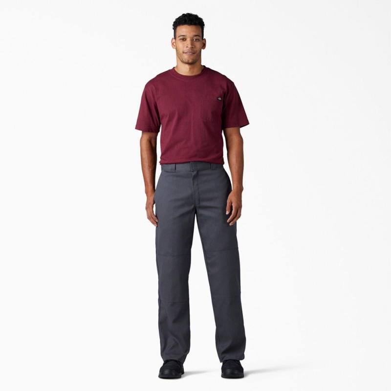 Grey Dickies FLEX Loose Fit Double Knee Men's Work Pants | 284-GJQIZW