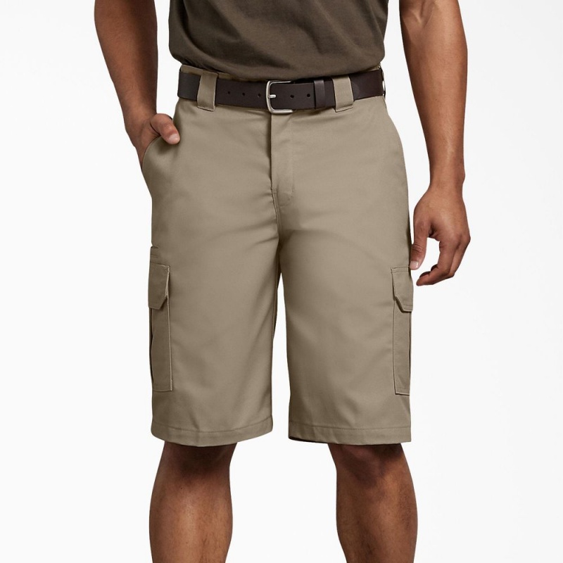 Grey Dickies FLEX Regular Fit Cargo Men's Shorts | 246-TFHJWP