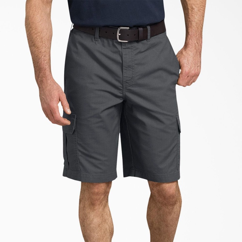 Grey Dickies FLEX Regular Fit Ripstop Cargo Men\'s Shorts | 643-PDBCYX