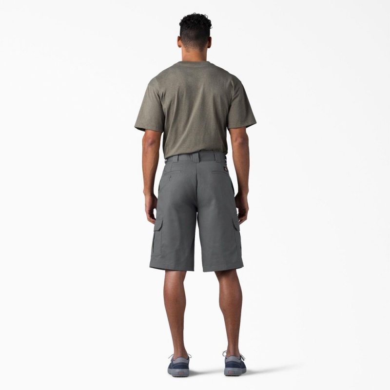 Grey Dickies FLEX Relaxed Fit Cargo Men's Shorts | 146-NWTZHP