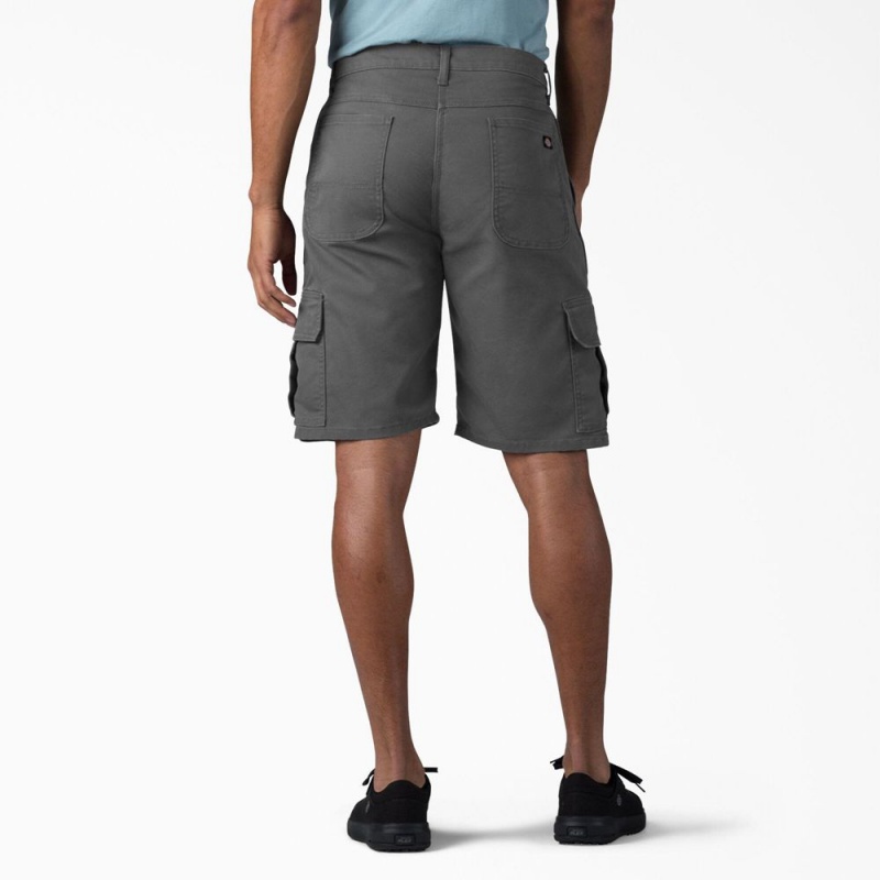 Grey Dickies FLEX Relaxed Fit Duck Cargo Men's Shorts | 945-OLPZYF