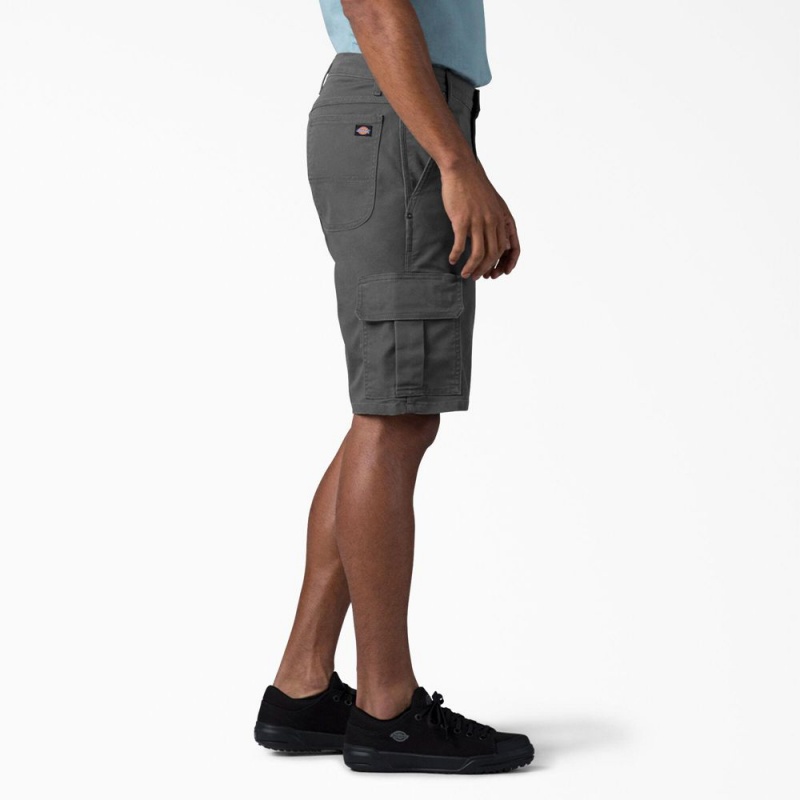 Grey Dickies FLEX Relaxed Fit Duck Cargo Men's Shorts | 945-OLPZYF