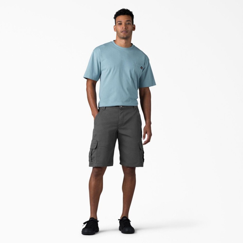 Grey Dickies FLEX Relaxed Fit Duck Cargo Men's Shorts | 945-OLPZYF