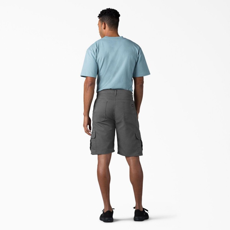 Grey Dickies FLEX Relaxed Fit Duck Cargo Men's Shorts | 945-OLPZYF