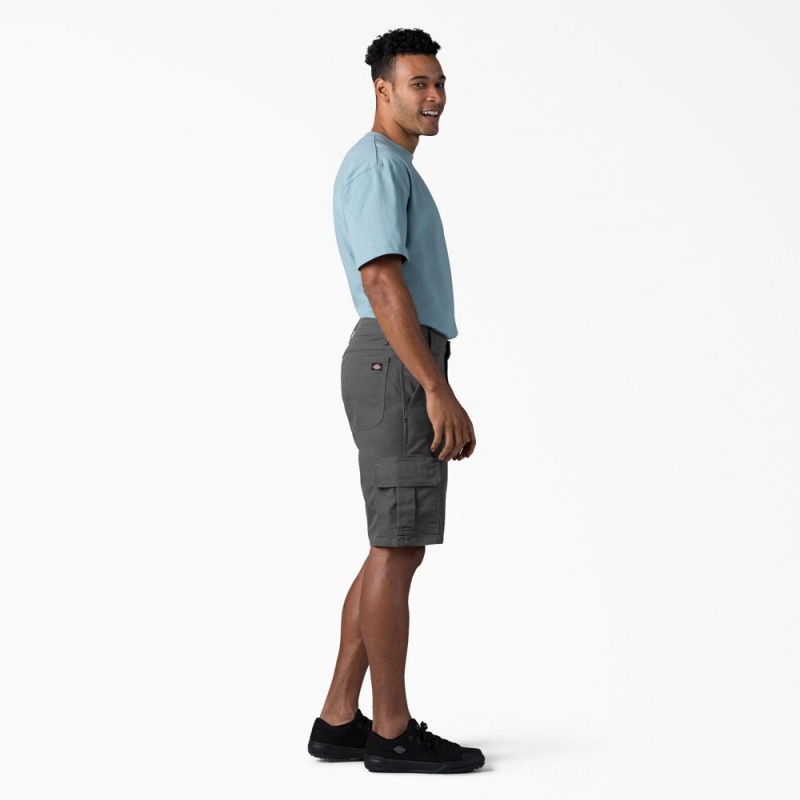 Grey Dickies FLEX Relaxed Fit Duck Cargo Men's Shorts | 945-OLPZYF