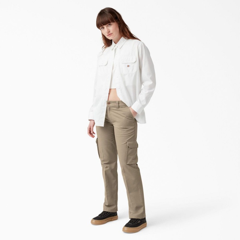 Grey Dickies FLEX Relaxed Fit Women's Cargo Pants | 236-HXFDVG