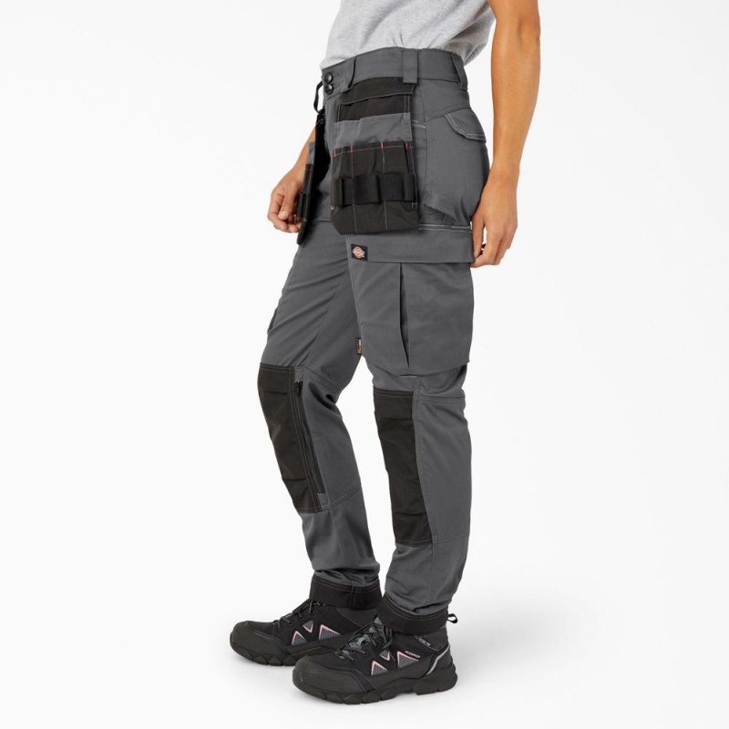 Grey Dickies FLEX Relaxed Fit Women's Work Pants | 204-KTFRZC