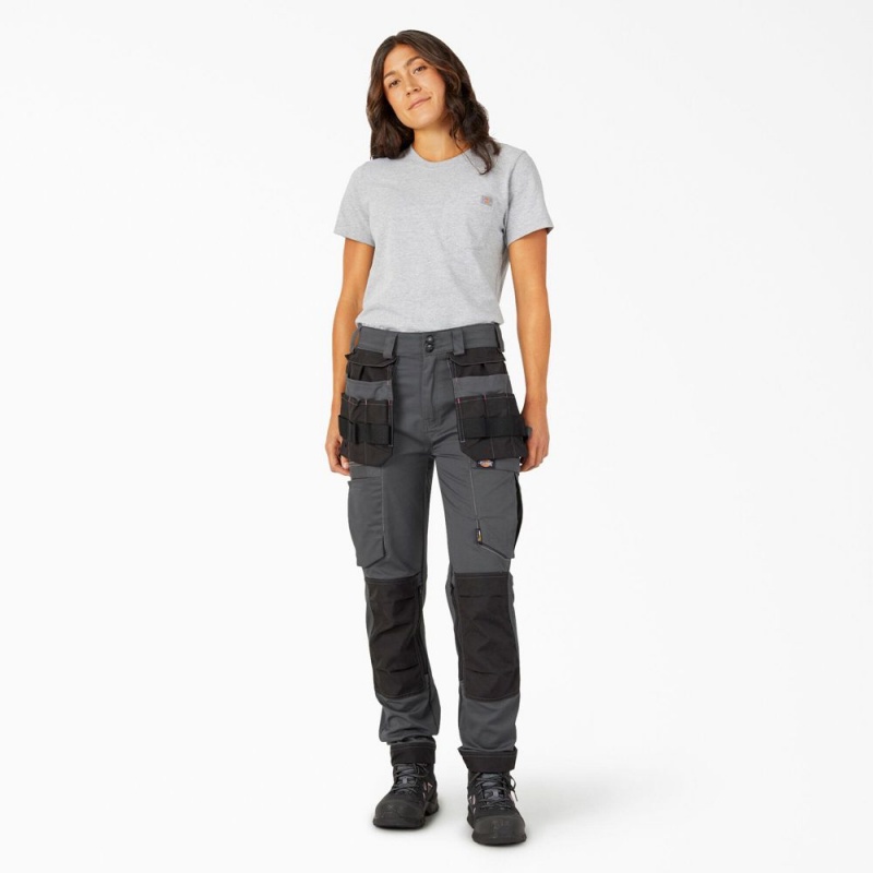 Grey Dickies FLEX Relaxed Fit Women's Work Pants | 204-KTFRZC