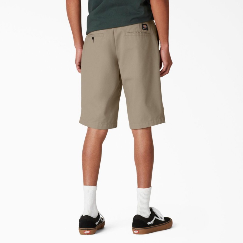 Grey Dickies FLEX Skateboarding Slim Fit Men's Shorts | 980-WKRVUP