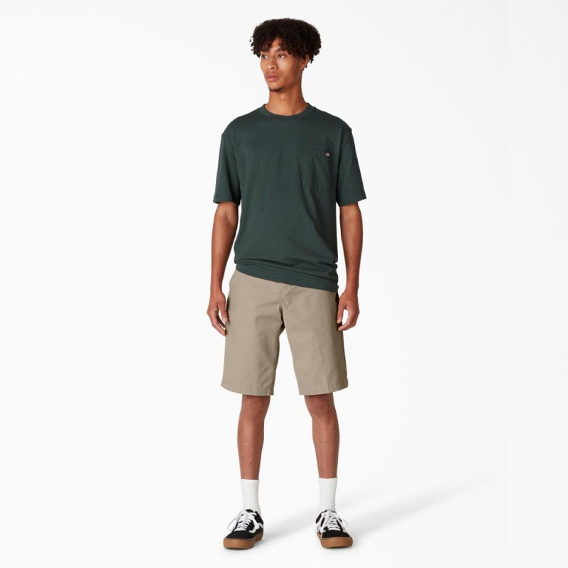 Grey Dickies FLEX Skateboarding Slim Fit Men's Shorts | 980-WKRVUP