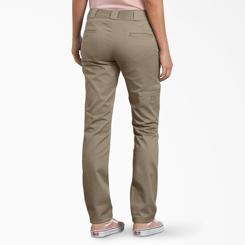 Grey Dickies FLEX Slim Fit Double Knee Women's Pants | 469-HKSGLC