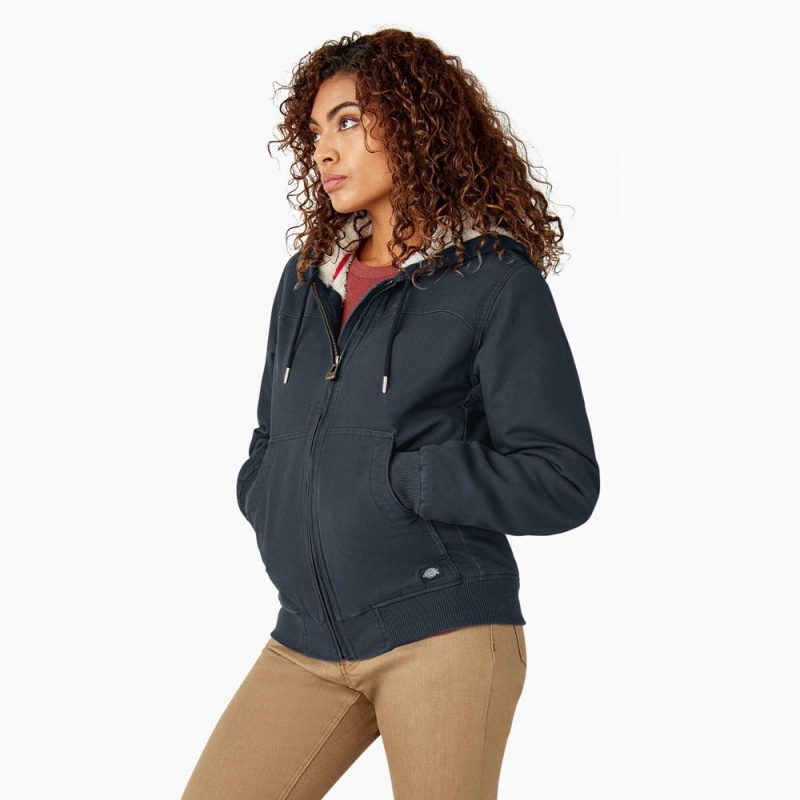 Grey Dickies Fleece Lined Duck Canvas Women's Jacket | 716-SCTNPZ