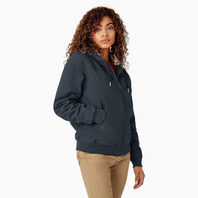 Grey Dickies Fleece Lined Duck Canvas Women's Jacket | 716-SCTNPZ