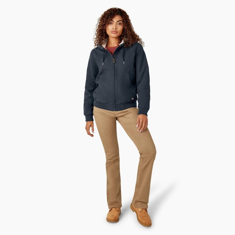 Grey Dickies Fleece Lined Duck Canvas Women's Jacket | 716-SCTNPZ