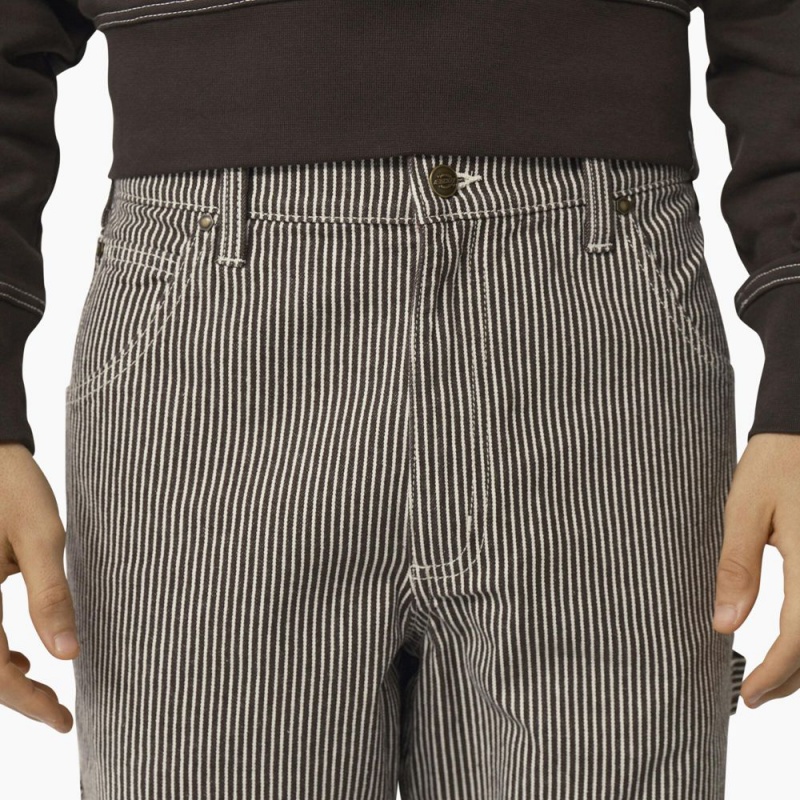 Grey Dickies Garyville Regular Fit Hickory Stripe Carpenter Men's Pants | 491-CDIXGO