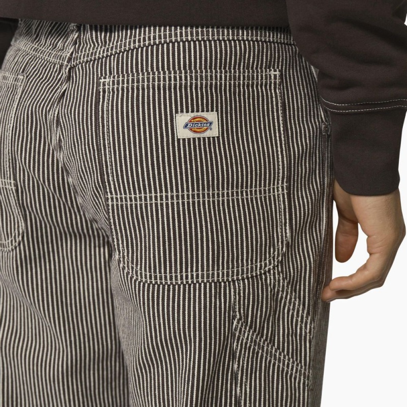 Grey Dickies Garyville Regular Fit Hickory Stripe Carpenter Men's Pants | 491-CDIXGO