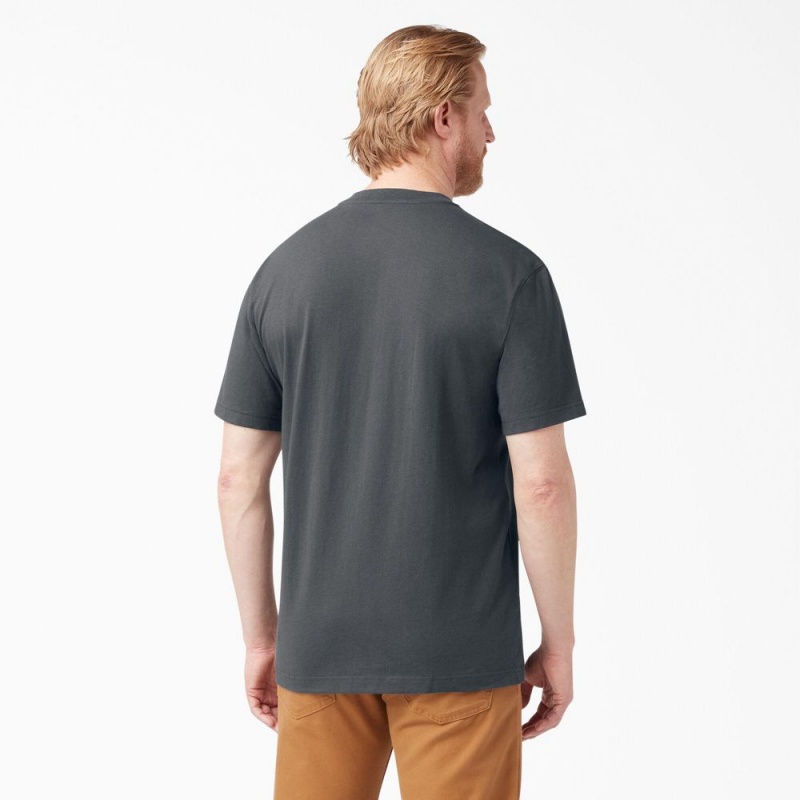 Grey Dickies Heavyweight Short Sleeve Henley Men's T-Shirt | 871-SNHBGX