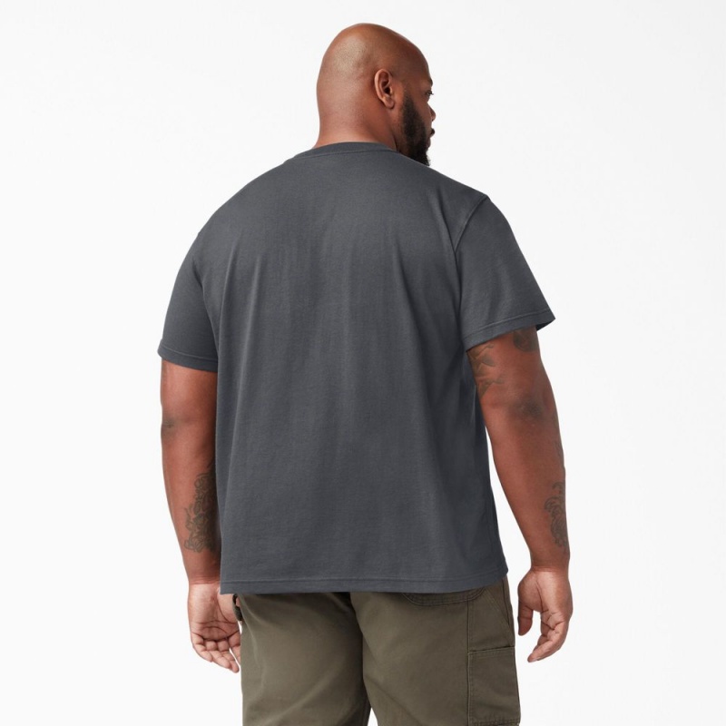 Grey Dickies Heavyweight Short Sleeve Henley Men's T-Shirt | 871-SNHBGX