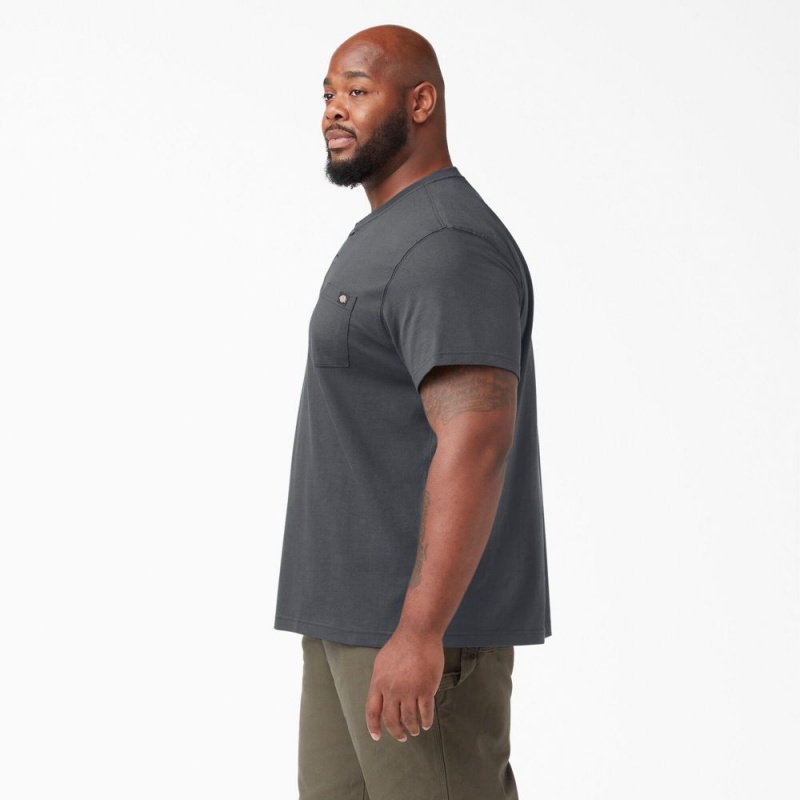 Grey Dickies Heavyweight Short Sleeve Henley Men's T-Shirt | 871-SNHBGX