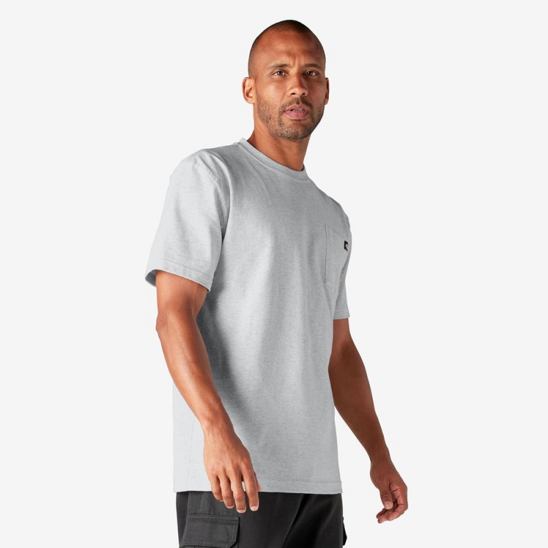 Grey Dickies Heavyweight Short Sleeve Pocket Men's T-Shirt | 218-VKFZPC