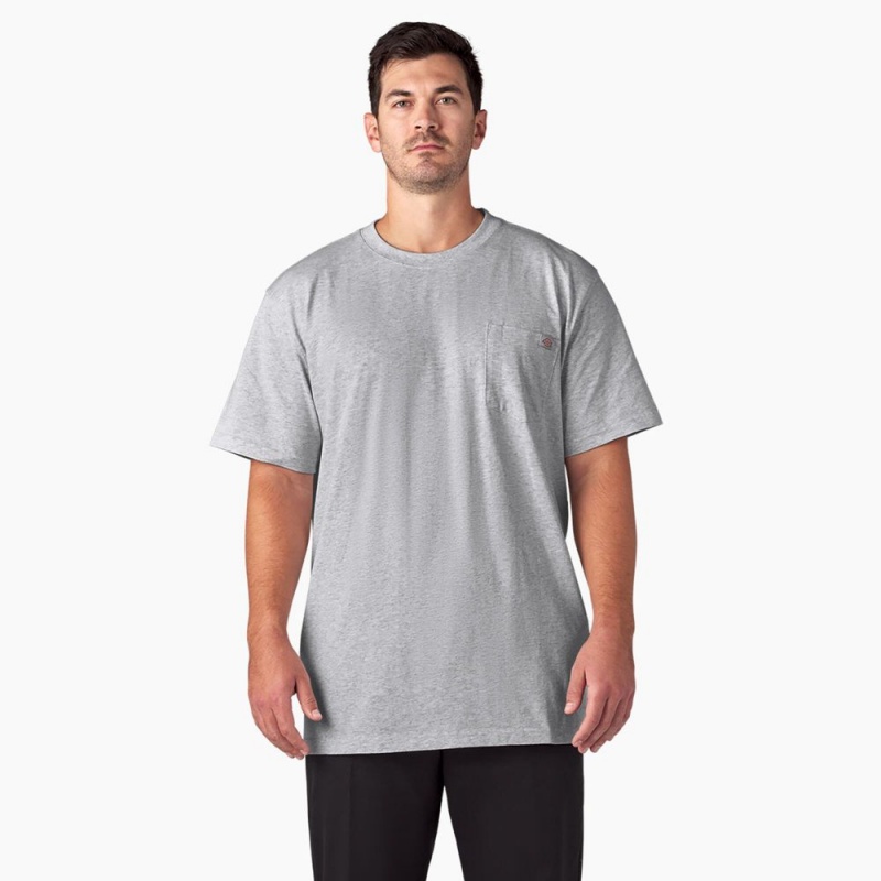 Grey Dickies Heavyweight Short Sleeve Pocket Men's T-Shirt | 218-VKFZPC