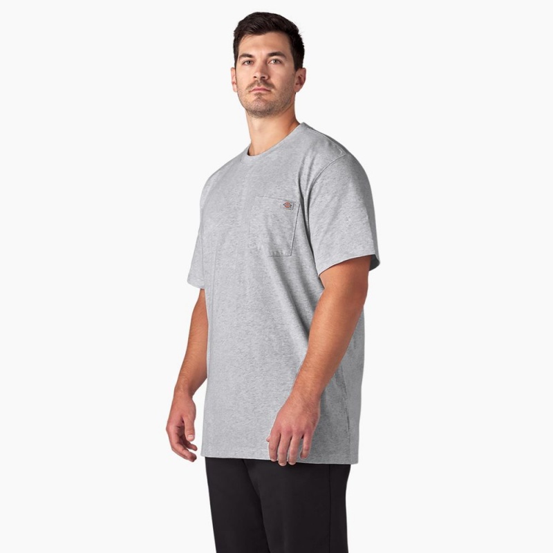 Grey Dickies Heavyweight Short Sleeve Pocket Men's T-Shirt | 218-VKFZPC