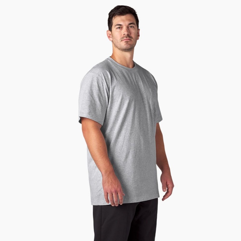 Grey Dickies Heavyweight Short Sleeve Pocket Men's T-Shirt | 218-VKFZPC