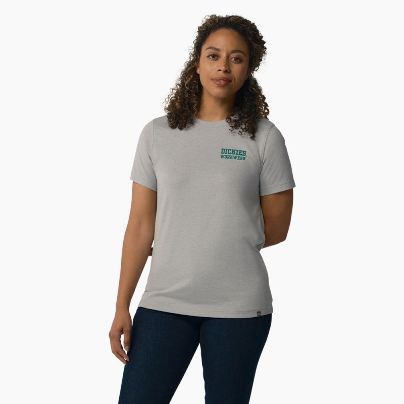 Grey Dickies Heavyweight Workwear Graphic Women's T-Shirt | 203-CLDBWZ