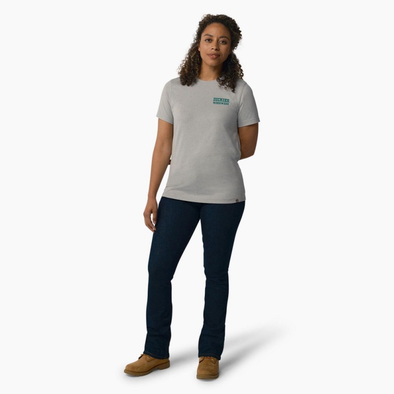 Grey Dickies Heavyweight Workwear Graphic Women's T-Shirt | 203-CLDBWZ