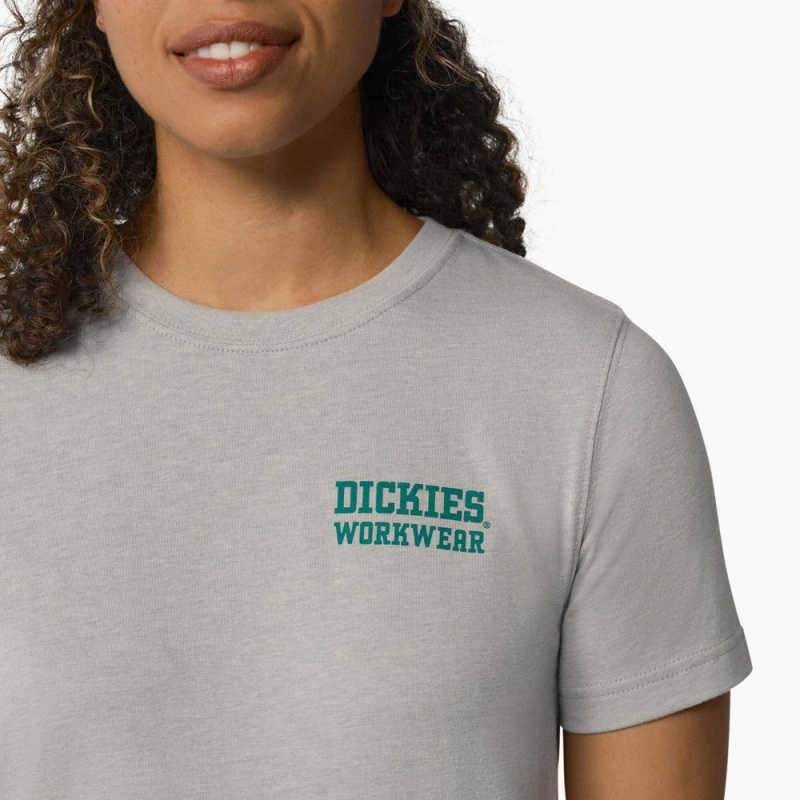 Grey Dickies Heavyweight Workwear Graphic Women's T-Shirt | 203-CLDBWZ