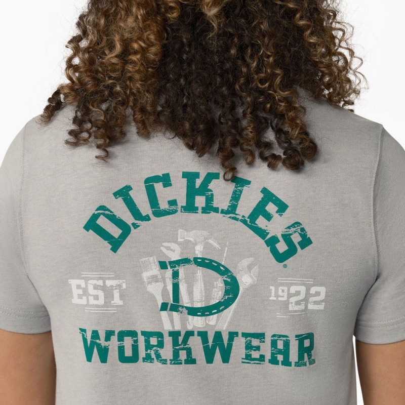 Grey Dickies Heavyweight Workwear Graphic Women's T-Shirt | 203-CLDBWZ