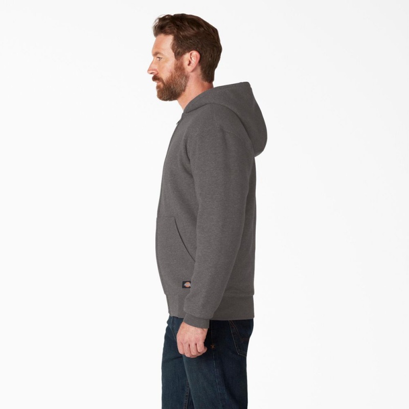 Grey Dickies High Pile Fleece Lined Full Zip Men's Hoodie | 253-HMAPSC