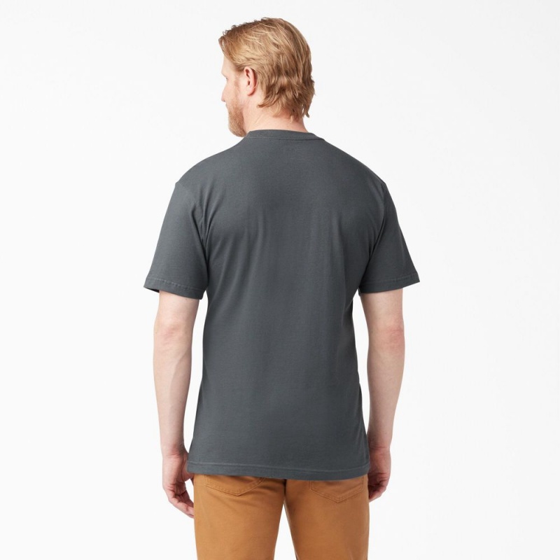 Grey Dickies Lightweight Short Sleeve Pocket Men's T-Shirt | 802-UZFRKB