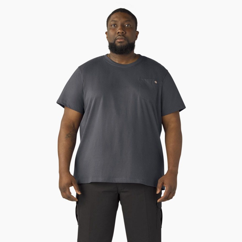 Grey Dickies Lightweight Short Sleeve Pocket Men's T-Shirt | 802-UZFRKB