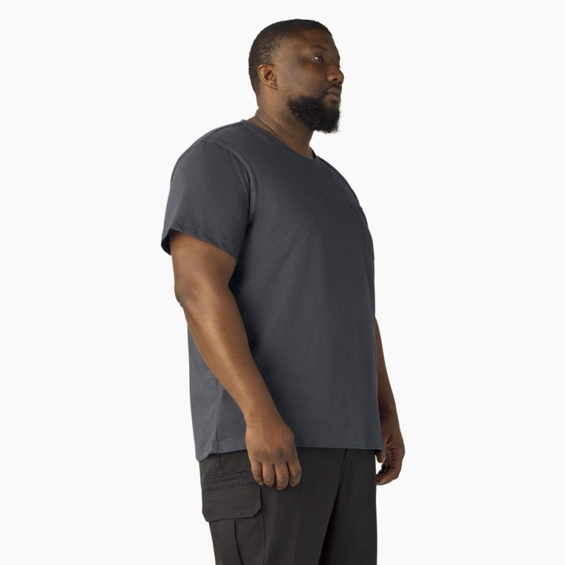 Grey Dickies Lightweight Short Sleeve Pocket Men's T-Shirt | 802-UZFRKB