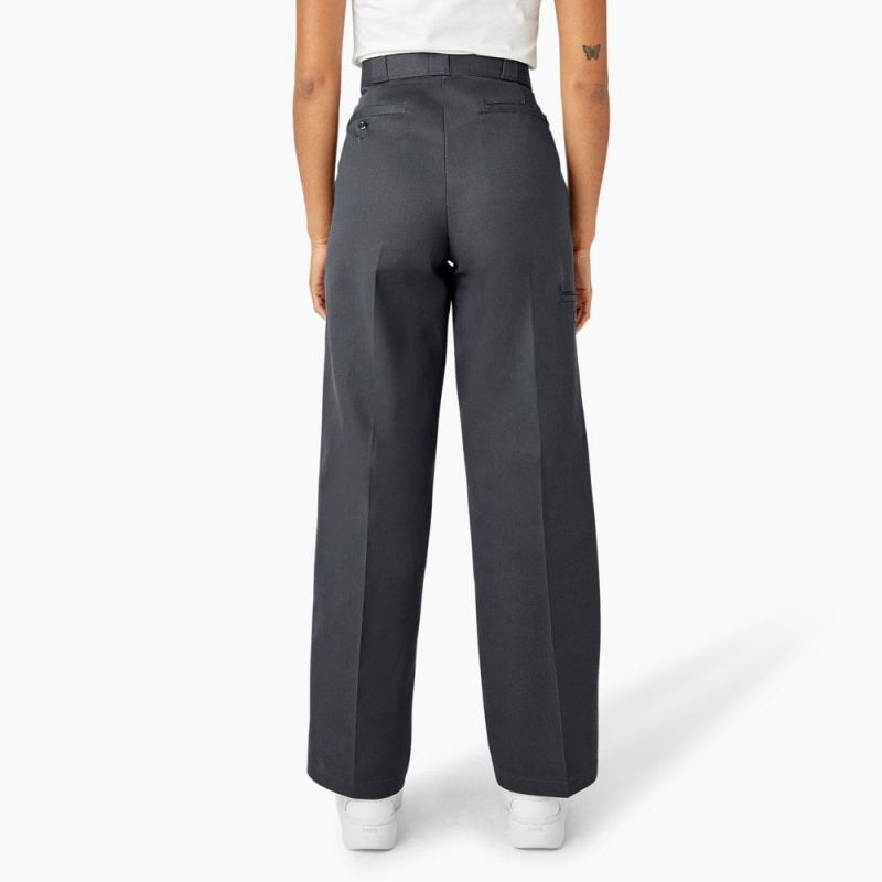 Grey Dickies Loose Fit Double Knee Women's Work Pants | 760-BEKWZO