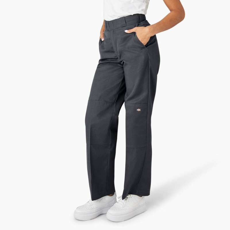 Grey Dickies Loose Fit Double Knee Women's Work Pants | 760-BEKWZO