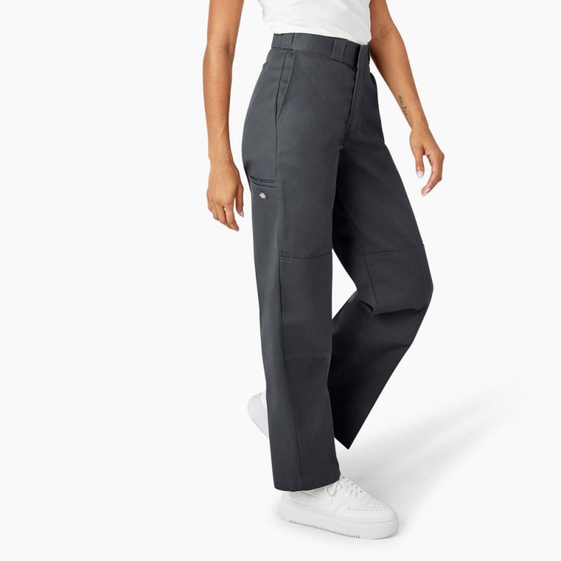 Grey Dickies Loose Fit Double Knee Women's Work Pants | 760-BEKWZO