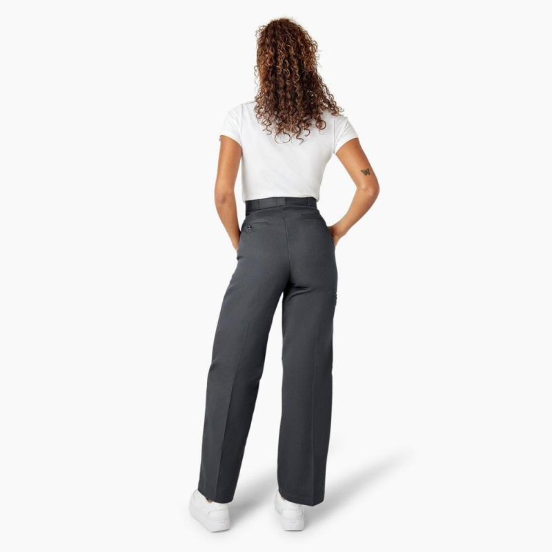 Grey Dickies Loose Fit Double Knee Women's Work Pants | 760-BEKWZO