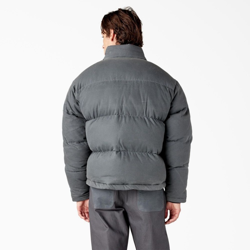 Grey Dickies Lucas Fully Waxed Puffer Men's Jacket | 413-NXVLEI