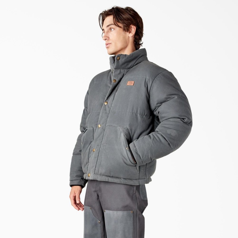 Grey Dickies Lucas Fully Waxed Puffer Men's Jacket | 413-NXVLEI